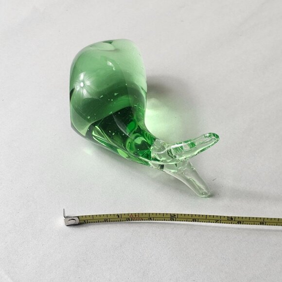 Handcrafted Green Art Glass Whale Figurine Paperweight Home Desk Decor - Picture 6 of 10